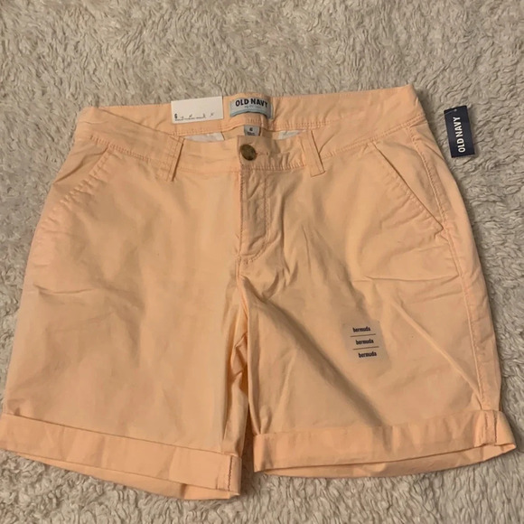 Old navy peach pink Bermuda shorts size 6 cotton stretch - Picture 2 of 7